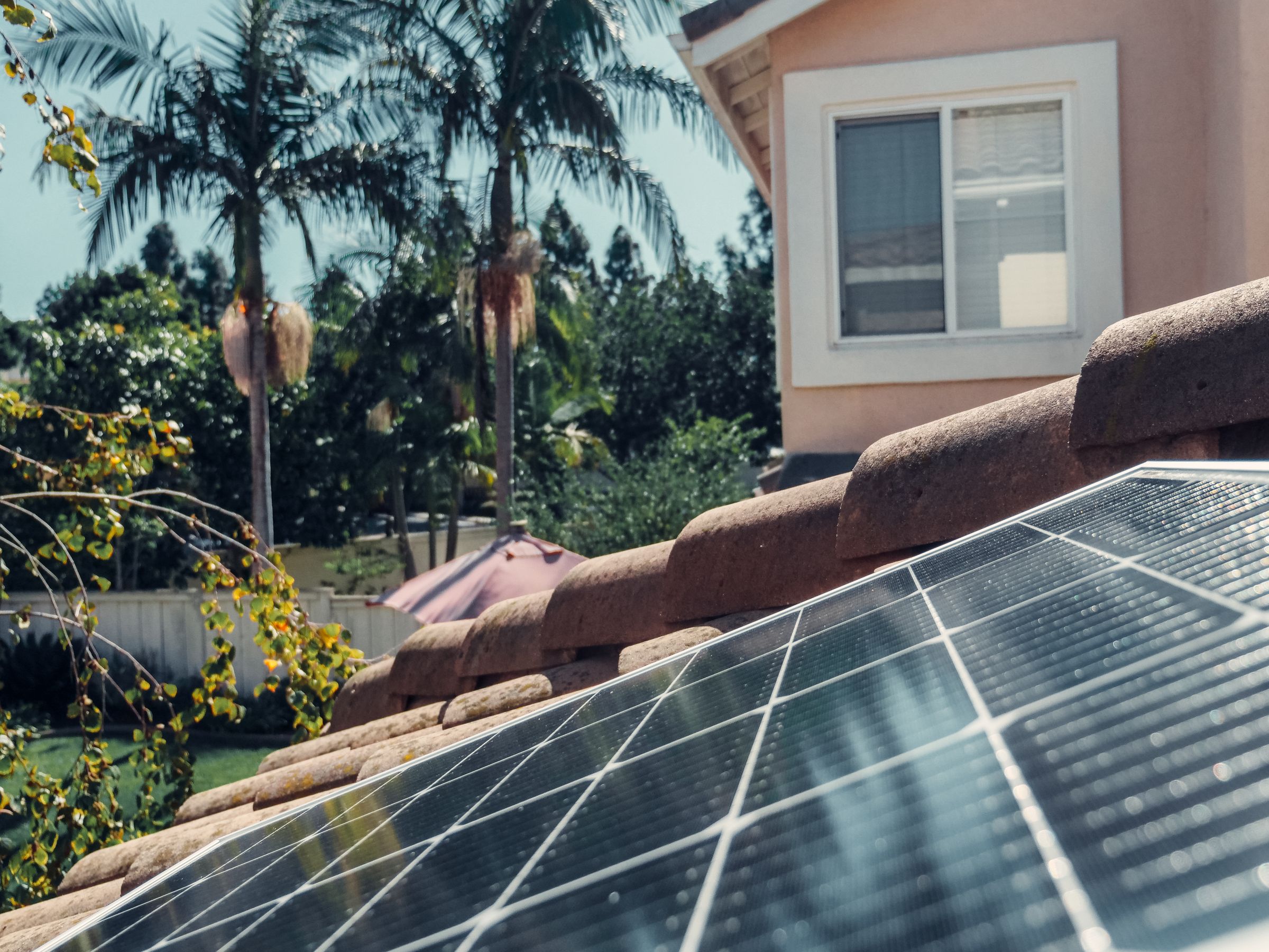 Solar panels on a residential rooftop